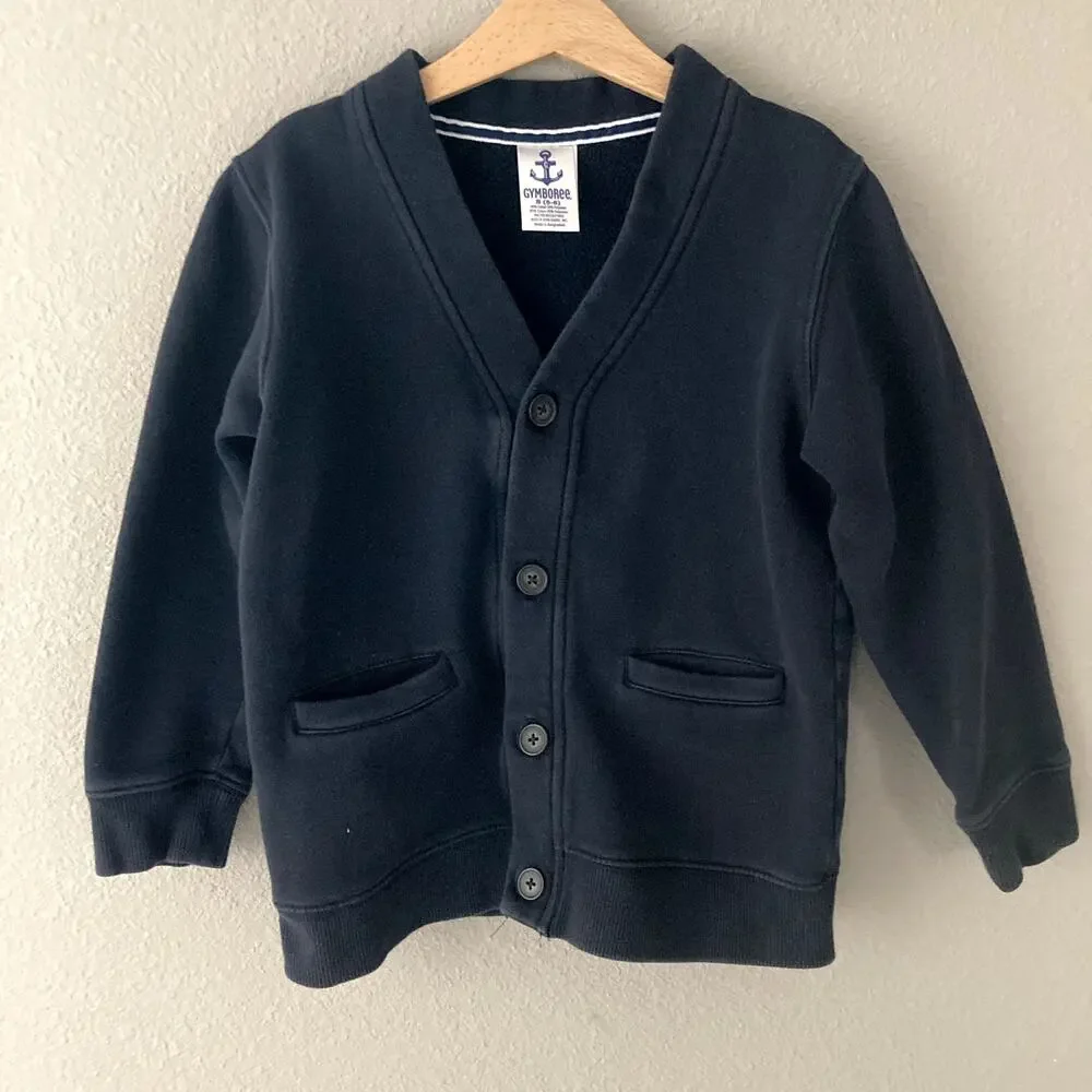 Gymboree V Neck Pocket Sweatshirt Cardigan - Navy Blue - Small 5/6